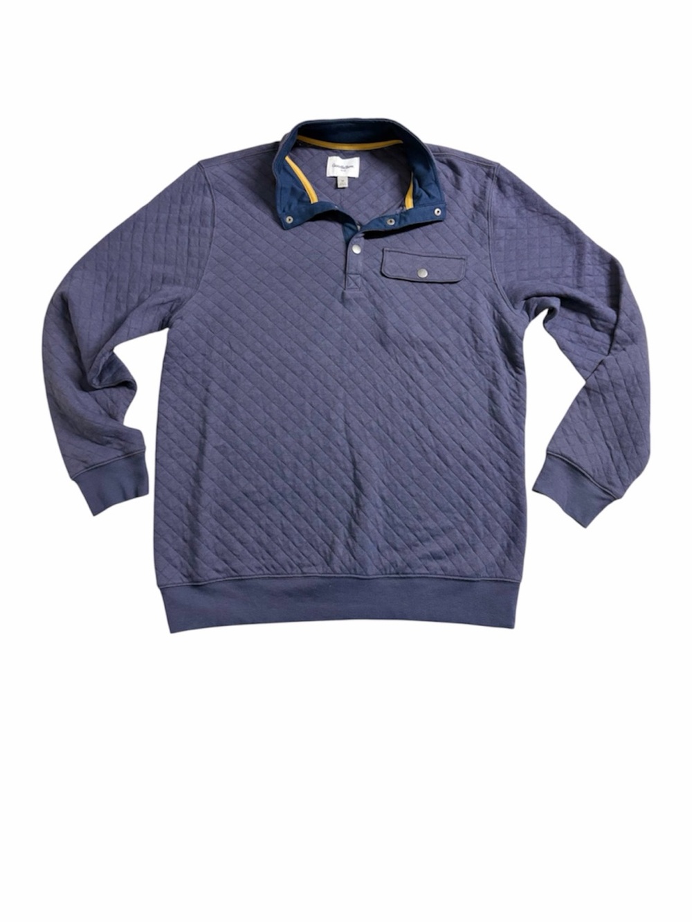 Goodfellow & Co Quilted Pullover Sweatshirt - Navy with Yellow Trim